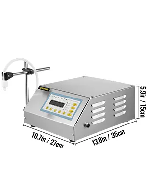 Riempitrice di liquidi VEVOR con dimensioni 10,7 x 13,8 x 5,9 pollici.
