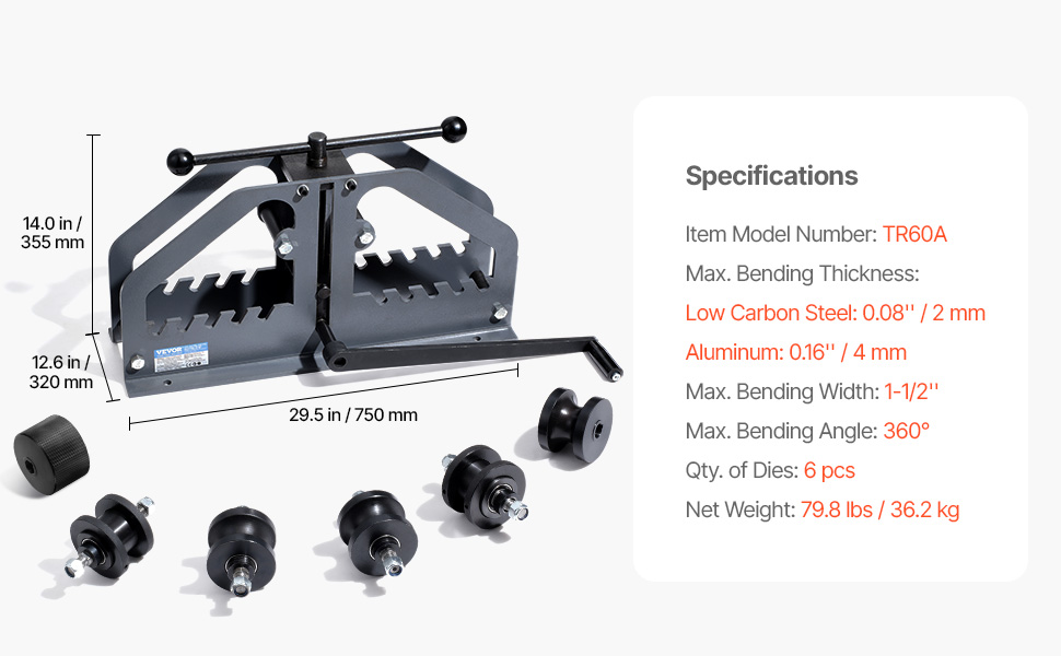 VEVOR Tube Roller Bender, Max 1-1/2