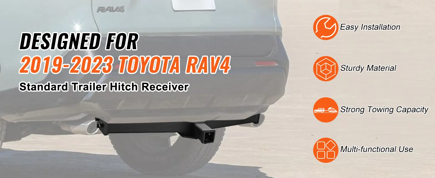 VEVOR class 3 trailer hitch for 2019-2023 toyota rav4, easy installation, sturdy material, strong towing capacity.