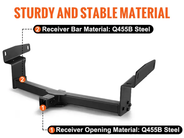 VEVOR class 3 trailer hitch made from q455b steel, durable and resistant to wear and scratches.