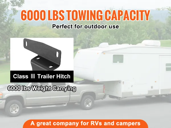 6000 lbs towing capacity, perfect for outdoor use. VEVOR class 3 trailer hitch ideal for rvs and campers.