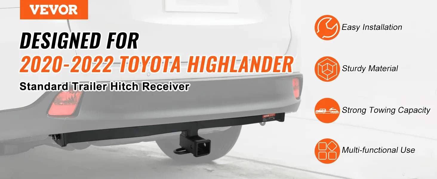 VEVOR class 3 trailer hitch for 2020-2022 toyota highlander, easy installation, sturdy material.
