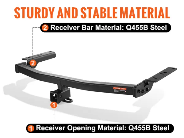 sturdy VEVOR class 3 trailer hitch made of q455b steel, resistant to wear and scratches.