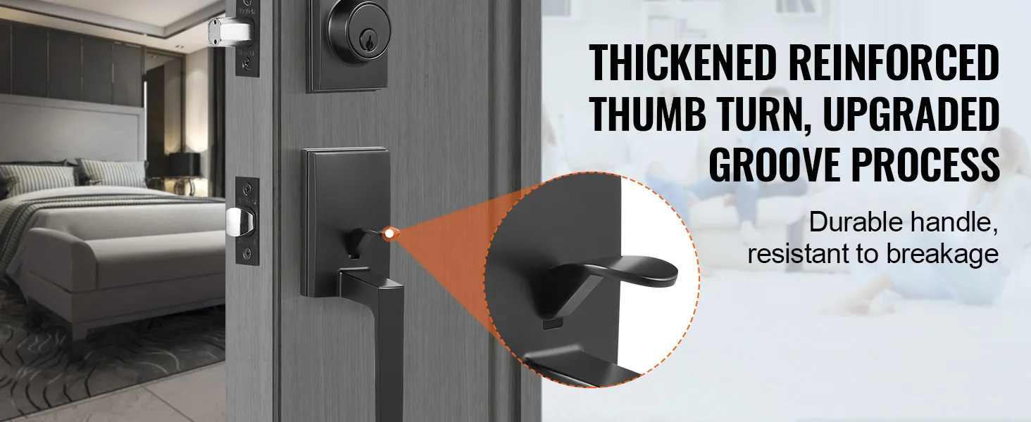 VEVOR voordeurkrukset met verdikte, versterkte draaiknop en verbeterd groefproces.