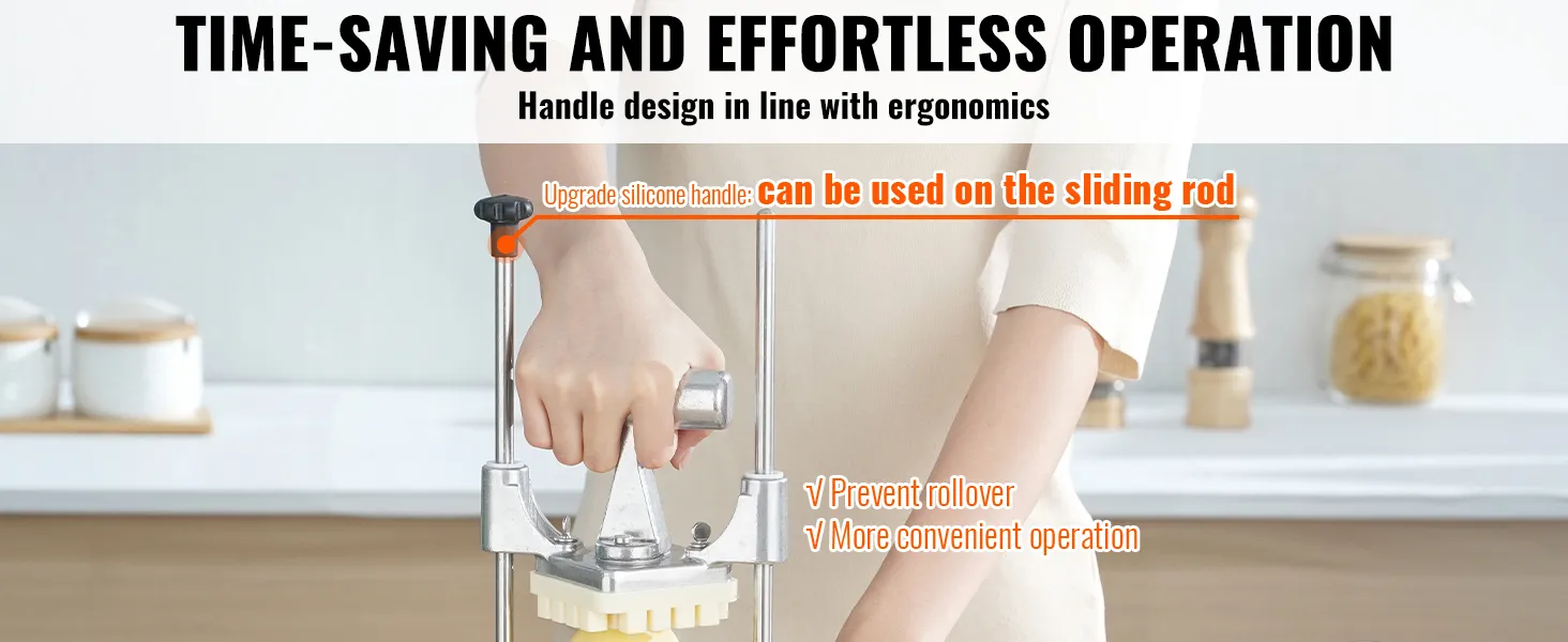 ergonomic VEVOR vegetable chopper with silicone handle for effortless and time-saving operation.