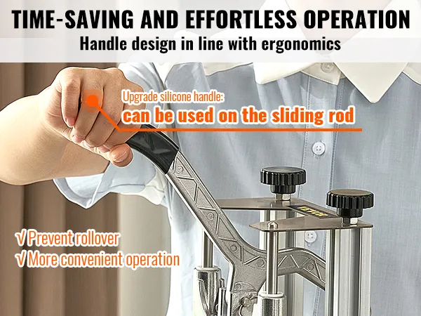 person using VEVOR french fry cutter with ergonomic silicone handle for effortless operation.
