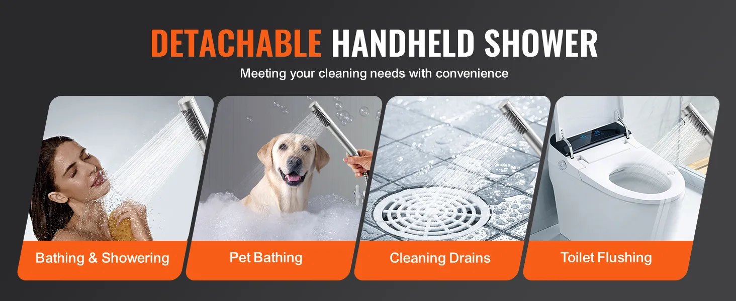 detachable handheld shower for bathing, pet bathing, cleaning drains, and toilet flushing.