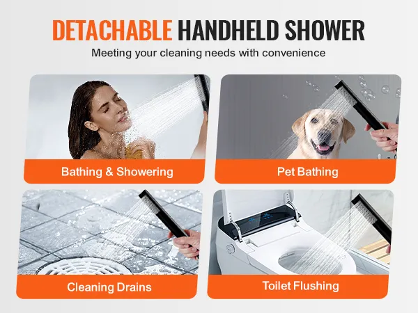 detachable handheld shower for bathing, pet bathing, cleaning drains, toilet flushing, VEVOR freestanding bathtub faucet