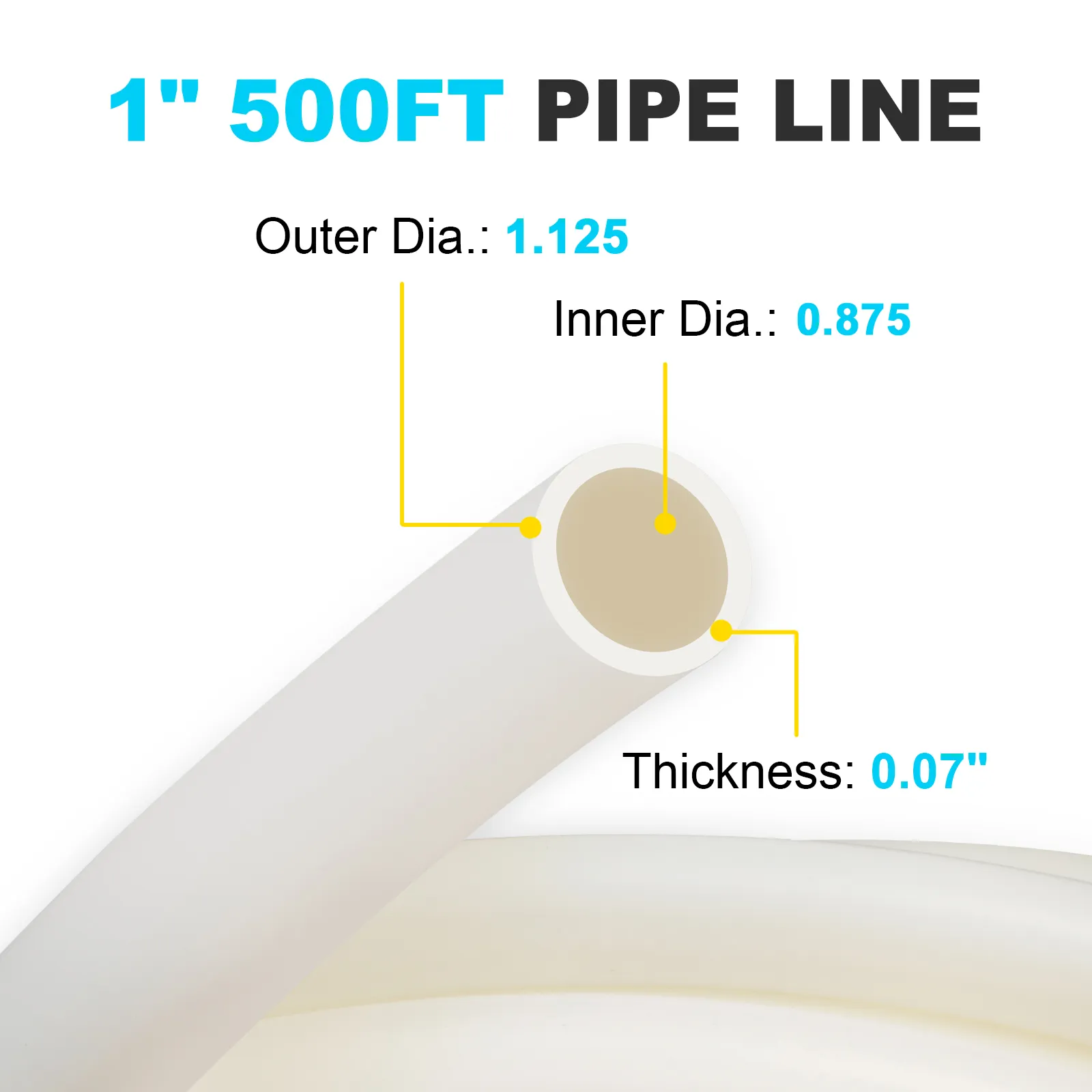 Tubo pex VEVOR de 1" y 500 pies con diámetro interior de 1", diámetro exterior de 5/8" y espesor de 0,07".