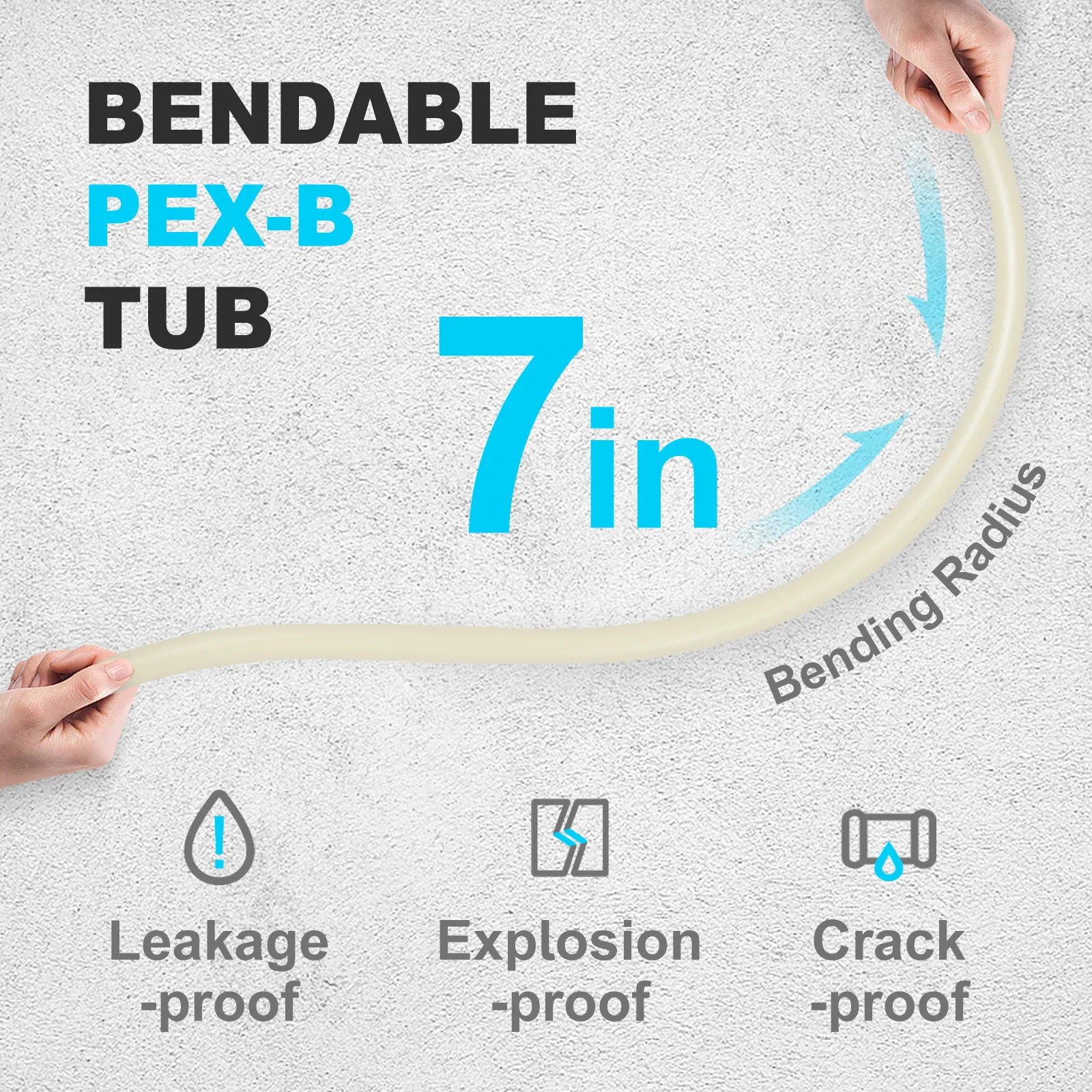 Tubo pex VEVOR flexible con radio de curvatura de 7 pulgadas, características a prueba de fugas, explosiones y grietas.