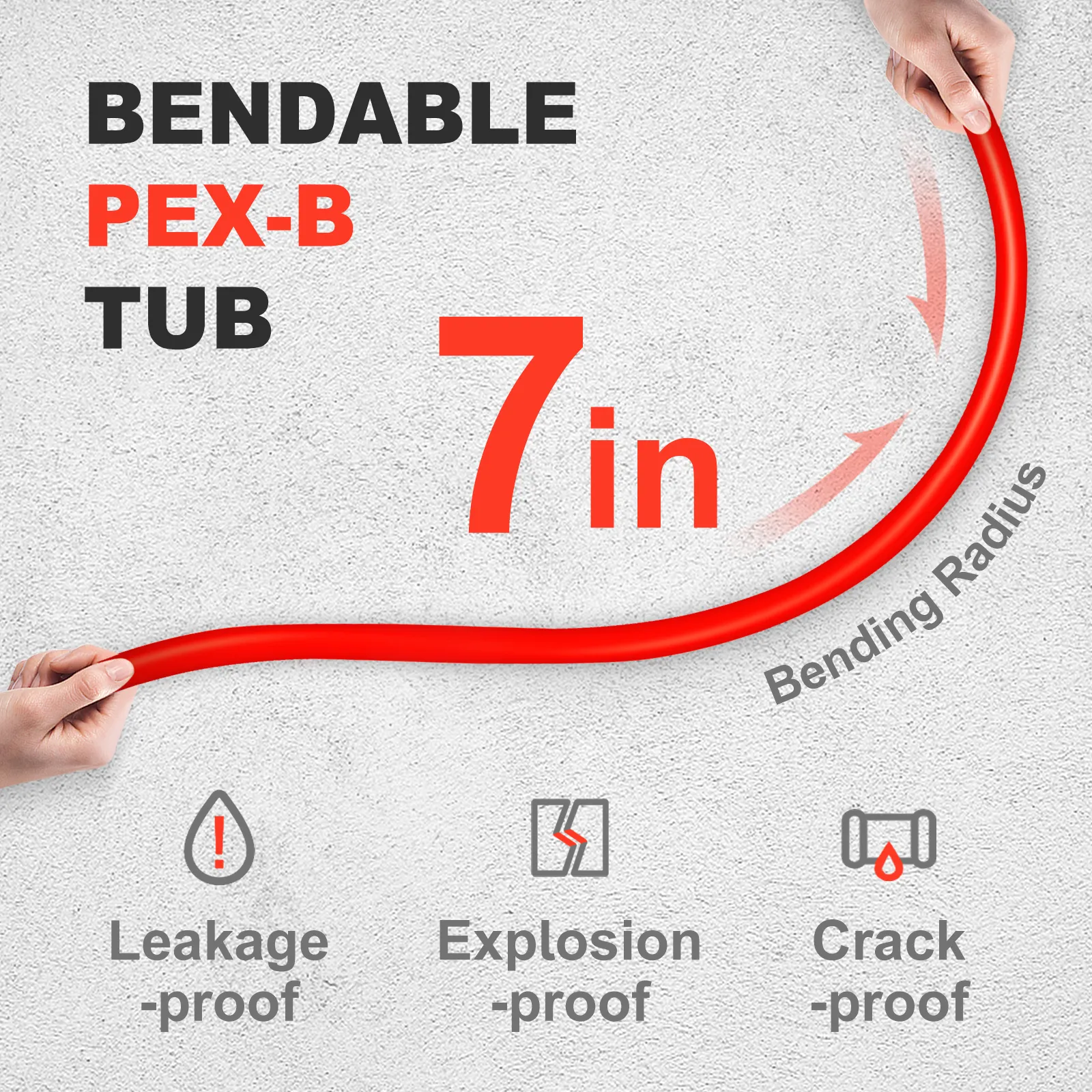 Tubo pex VEVOR flexible de 7 pulgadas de radio, a prueba de fugas, a prueba de explosiones y a prueba de grietas.