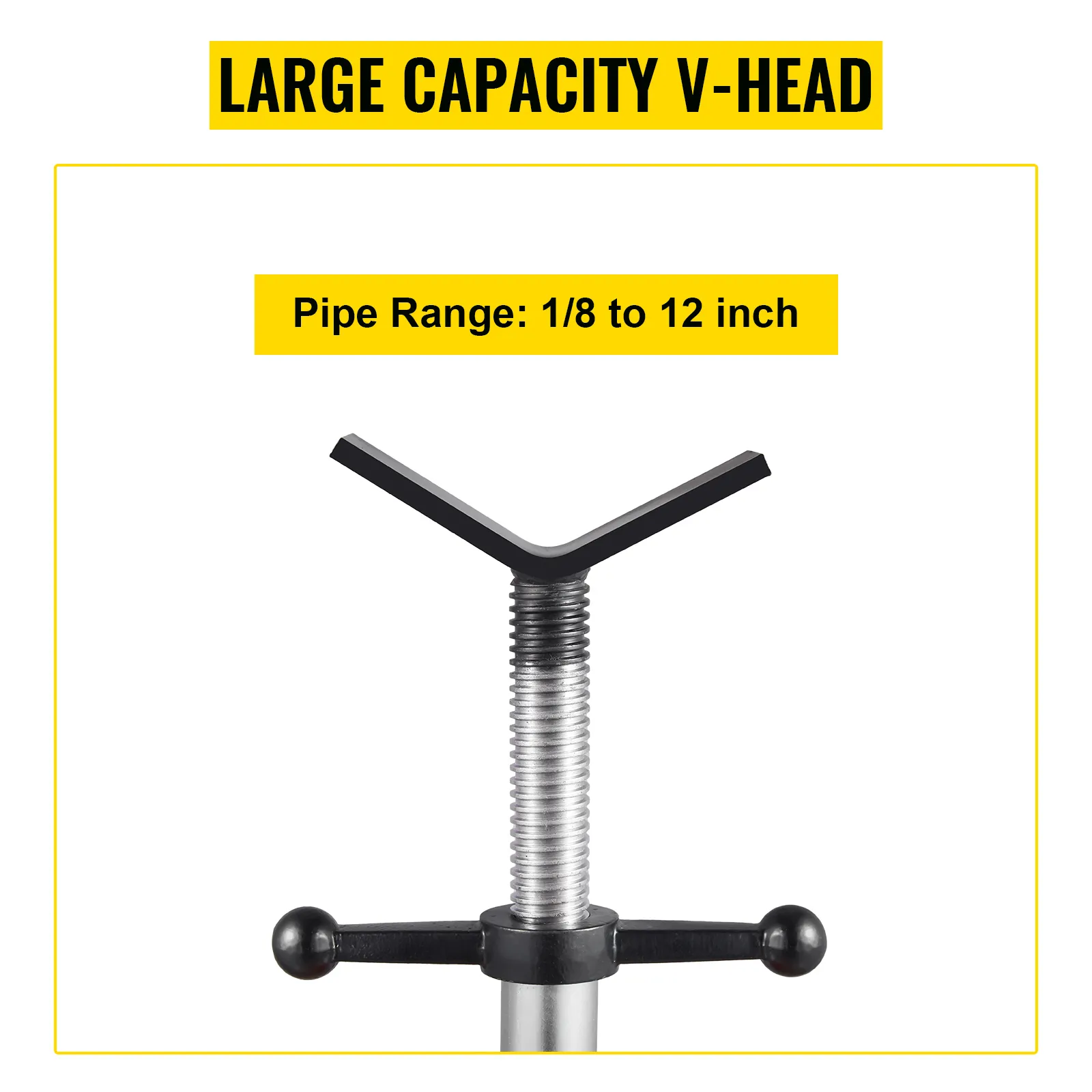 VEVOR pipe stand with v-head, pipe range 1/8 to 12 inch capacity.