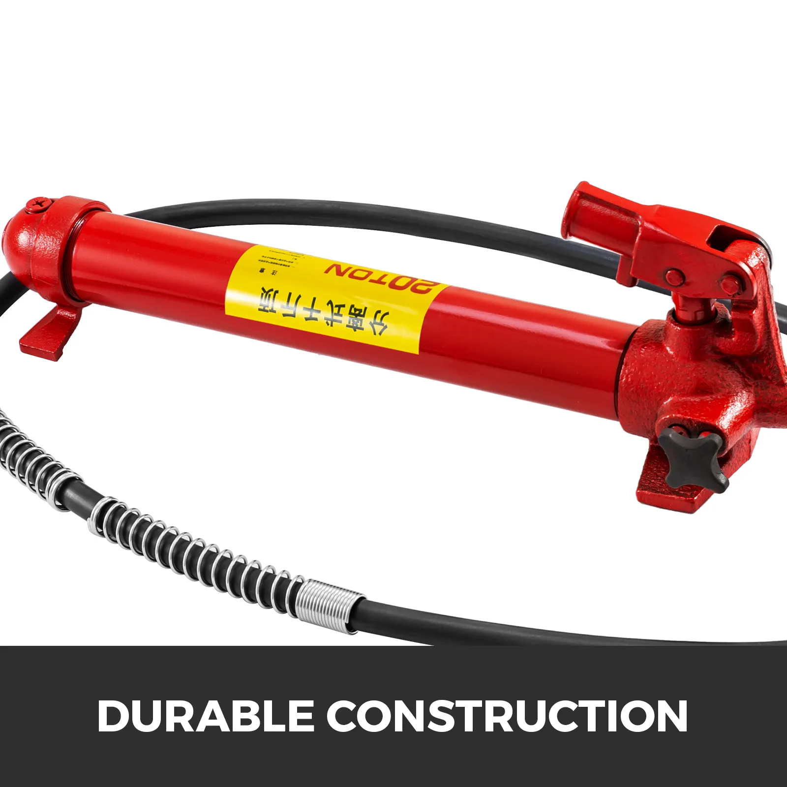 red VEVOR porta power kit hydraulic pump with durable construction label.