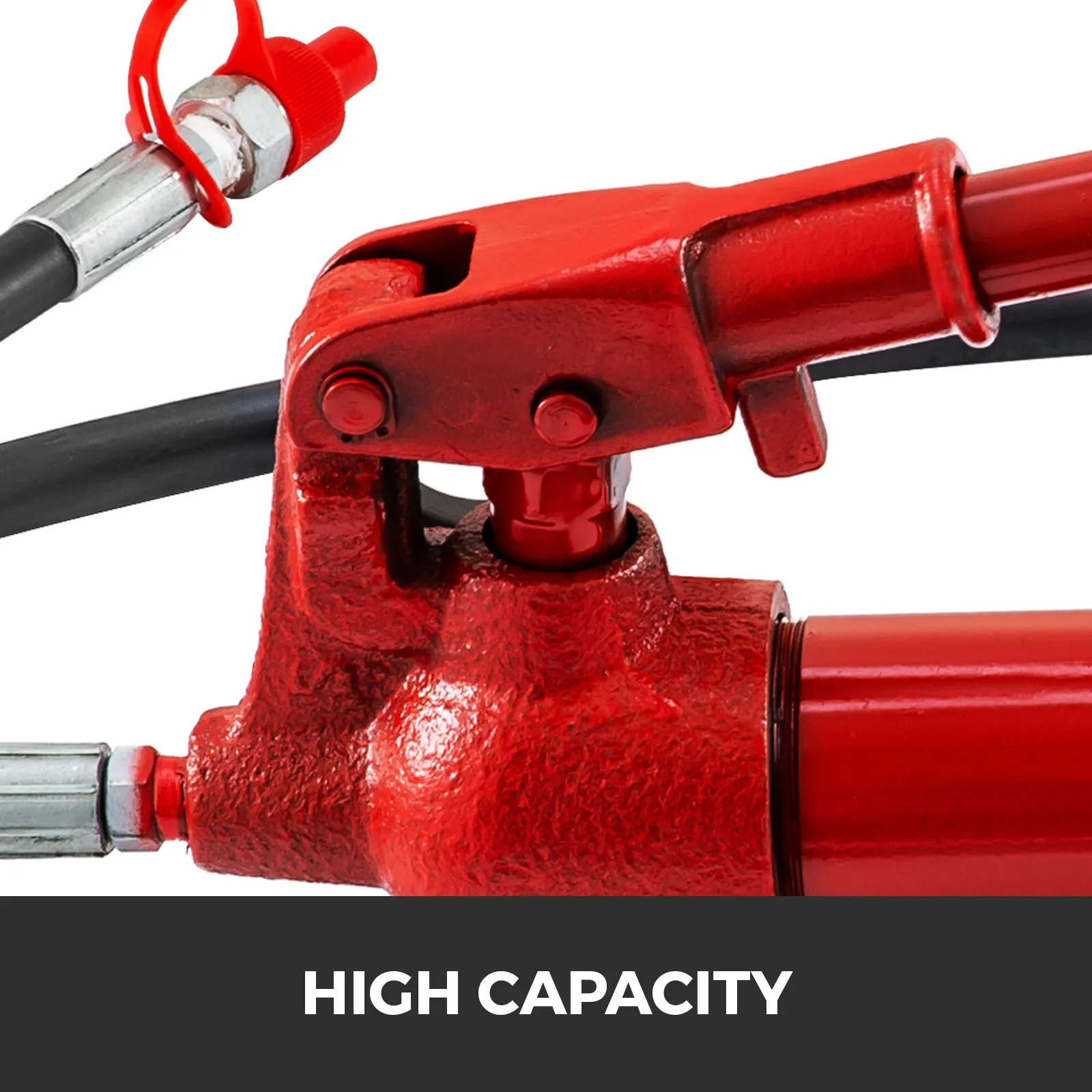 red hydraulic VEVOR porta power kit with high capacity label.