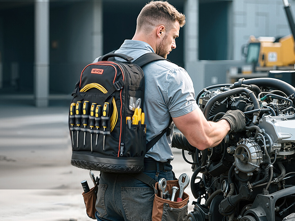 VEVOR Backpack for Tools — 65 Pockets, Heavy-Duty Organizer