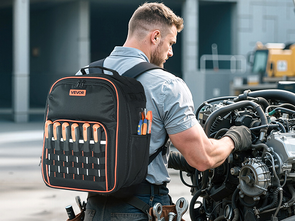 VEVOR Electrician Tool Backpack — 600D Oxford Durable Fabric