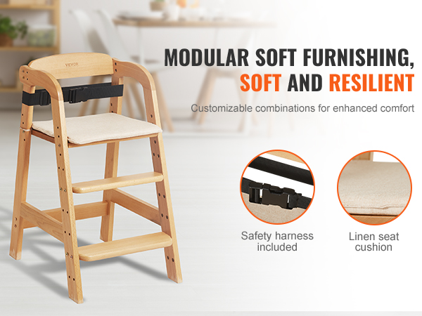 Repose-pieds Réglable Pour Chaise Haute Bébé - En Bois, Antidérapant, Ergonomique - Pour Enfants De 1 à 5 Ans - Installation Facile Sans Outils - 8