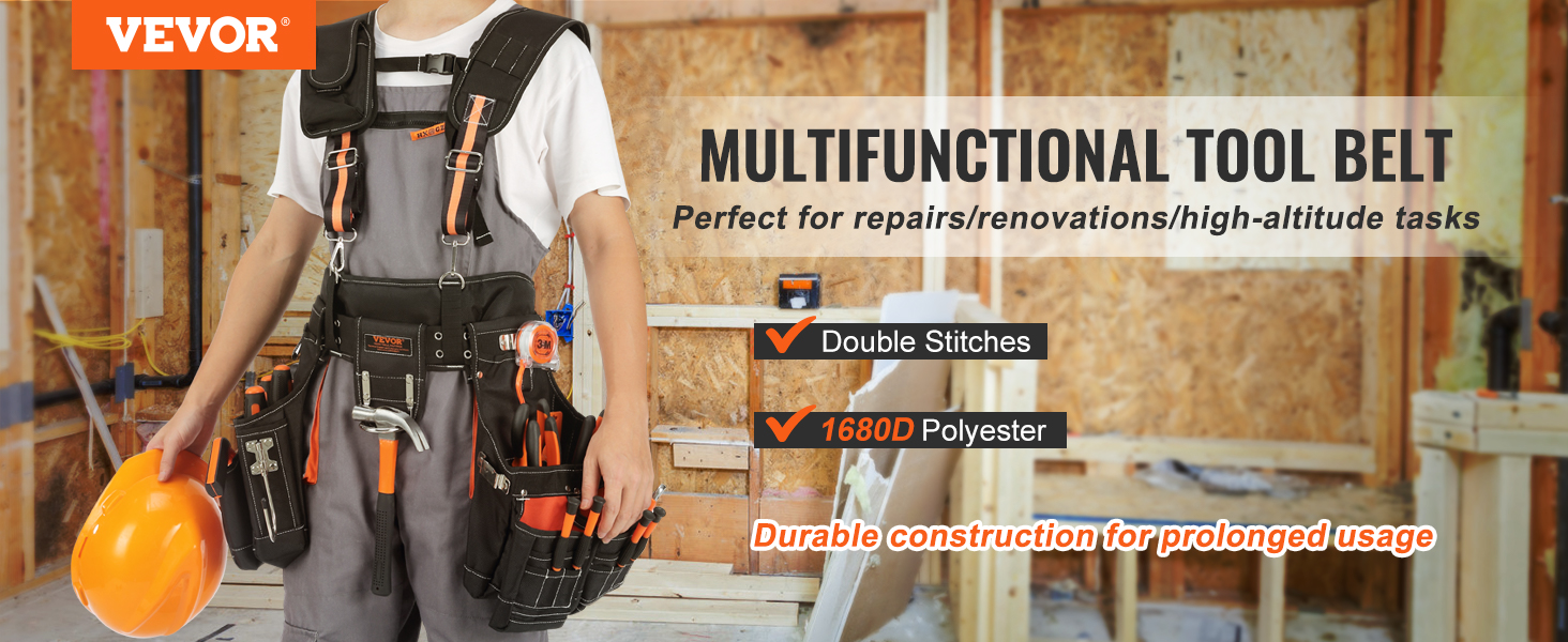 小物 masa VEVOR Tool Belt with Suspenders 1680D Polyester, 29 Pockets