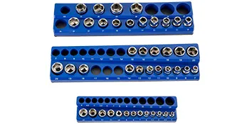 blue VEVOR magnetic socket organizer holding various chrome sockets. perfect for organized tool storage.