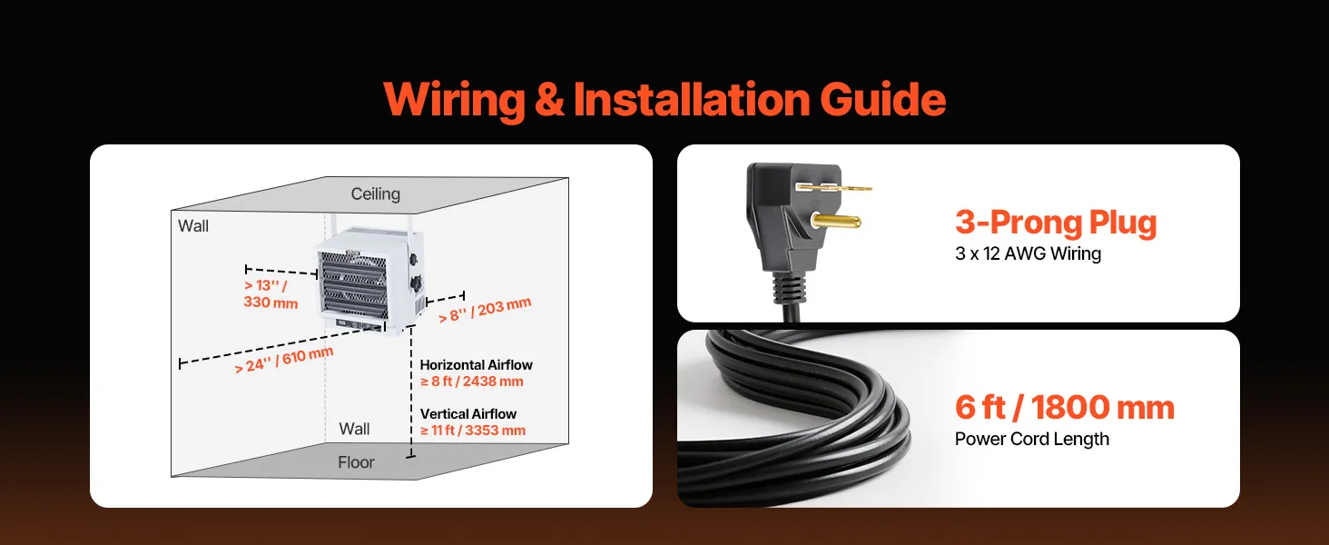 VEVOR Electric Garage Heater, 4800-Watt with Remote Control & 10 Hour Timer & Overheat Protection Wall/Ceiling Mounted Shop Heater, Commercial Fan-forced for Indoor Workshop  Warehouse,240V White