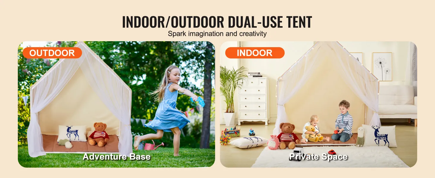 VEVOR kids play tent for indoor and outdoor use, featuring an adventure base and private space setup.