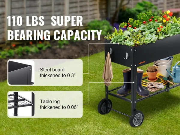 VEVOR verhoogd tuinbed met een capaciteit van 110 lbs, verdikte poten en stalen plaat, levendige tuinopstelling