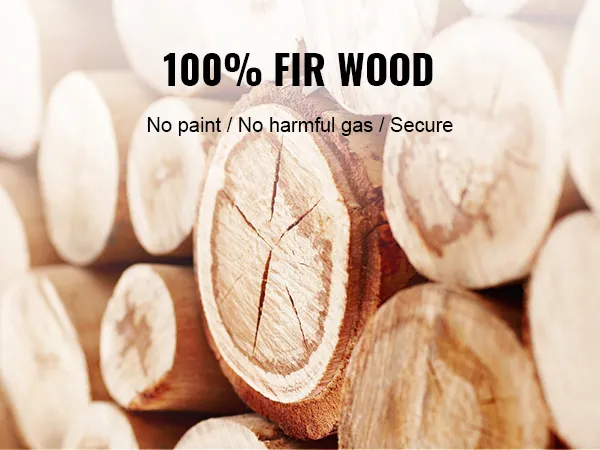 100% fir wood logs with text highlighting no paint, no harmful gas; suitable for VEVOR garden bed.