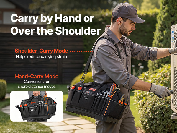 VEVOR Tool Bag, 16.1 Inch, 33-Pocket Portable Large Tool Box