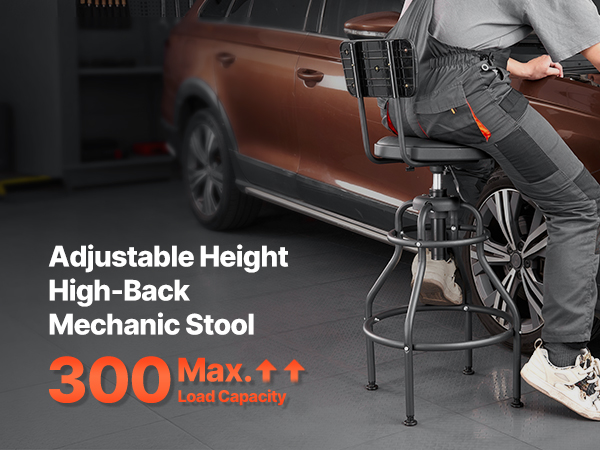 PENCO “SHOP STOOL” PARTS CENTER Lサイズ VEVOR Shop Stool with Backrest, Pneumatic Garage Seat/Work Stool