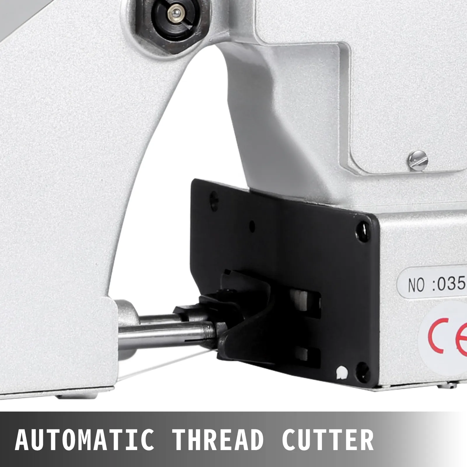 Máquina cerradora de bolsas VEVOR con cortador de hilo automático, diseño plateado y negro.