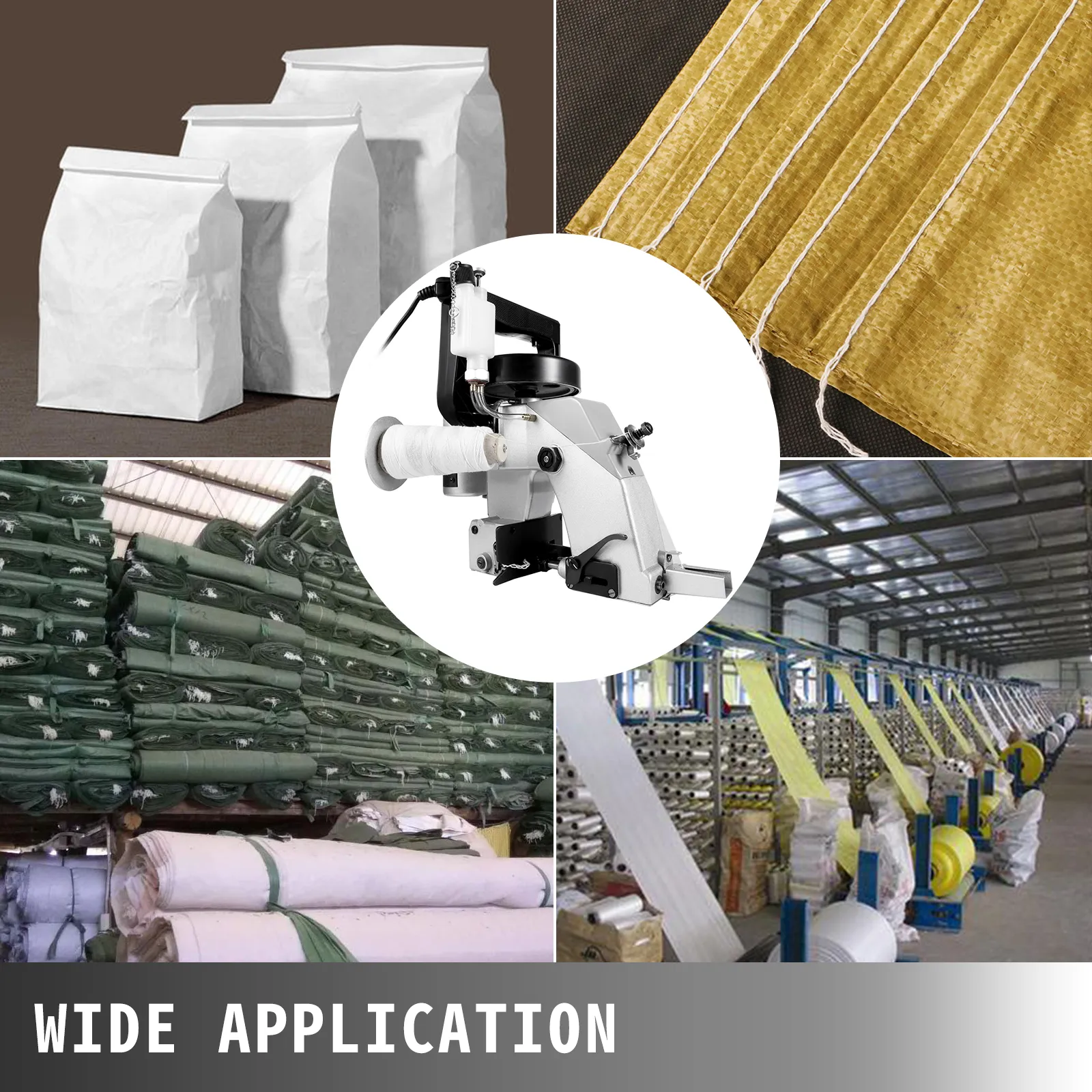 Máquina cerradora de bolsas VEVOR para sellar bolsas de papel, tela e industriales. Amplia aplicación.