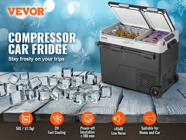 VEVOR Portable Car Refrigerator, 12 Volt Car Refrigerator