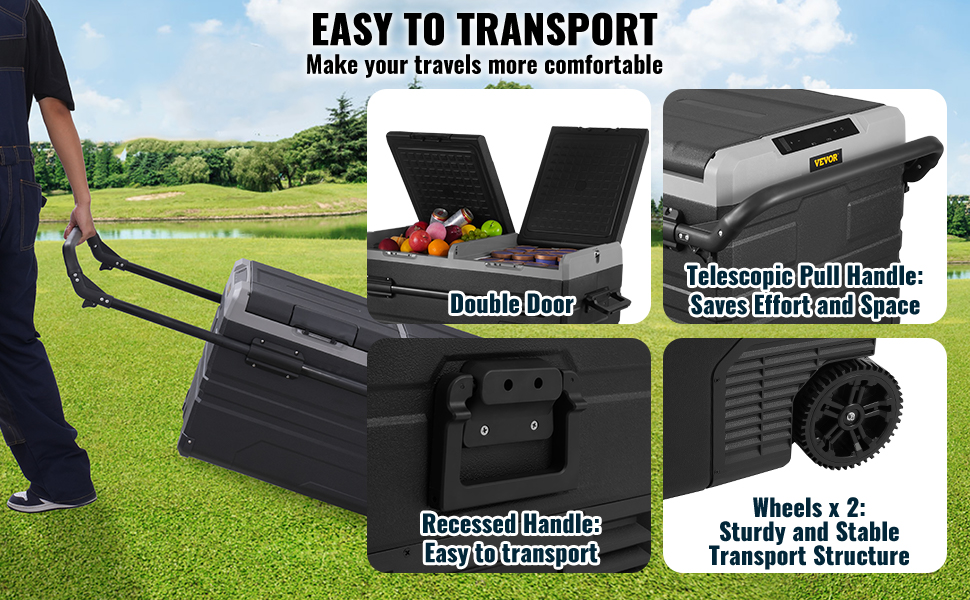 Lodówka samochodowa VEVOR, 12 V, przenośna zamrażarka dwustrefowa