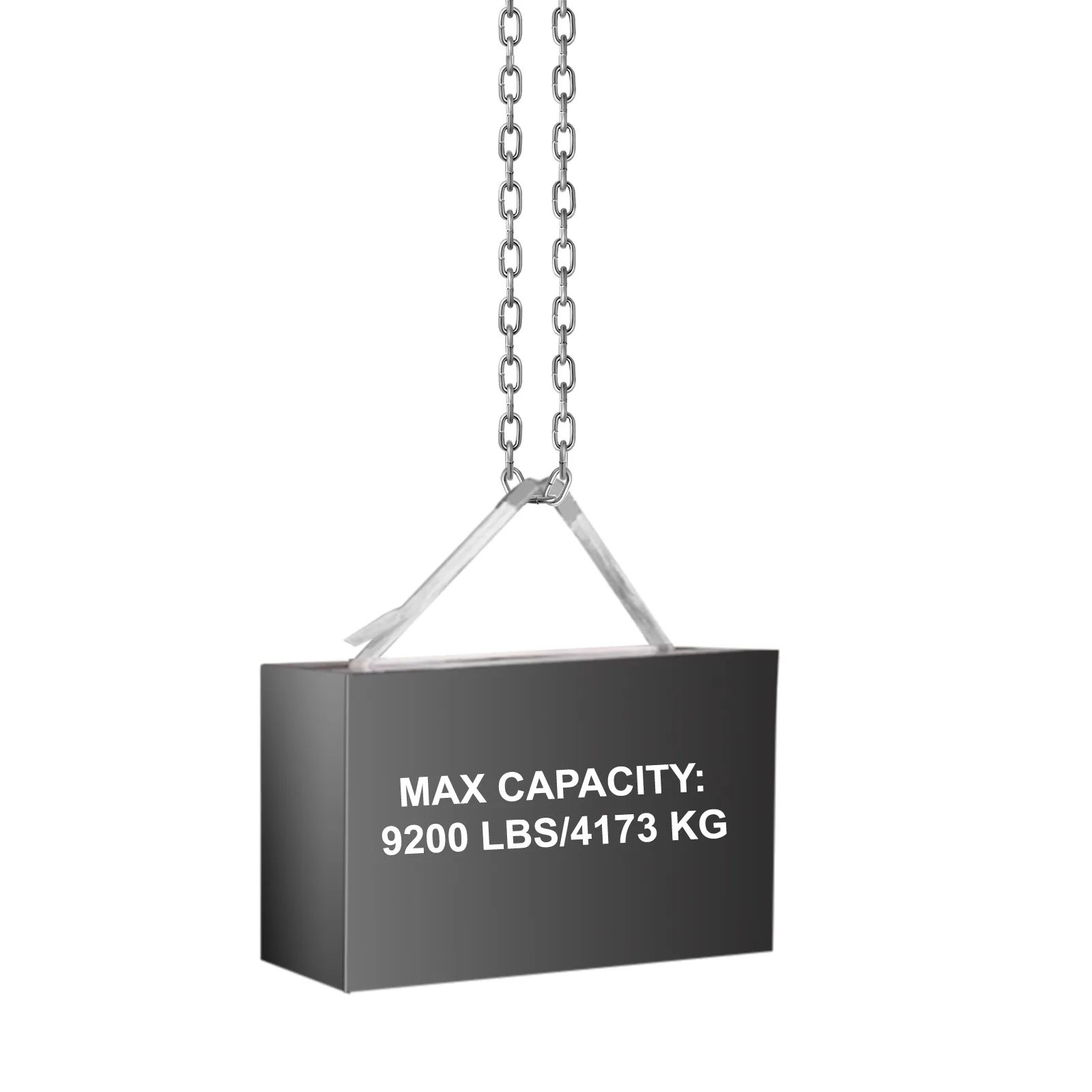 VEVOR grade 30 chain lifting a 9200 lbs/4173 kg weight.