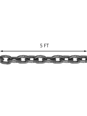 Eslinga de cadena VEVOR, 5 pies de largo, que muestra eslabones de la cadena en detalle con indicador de medición.