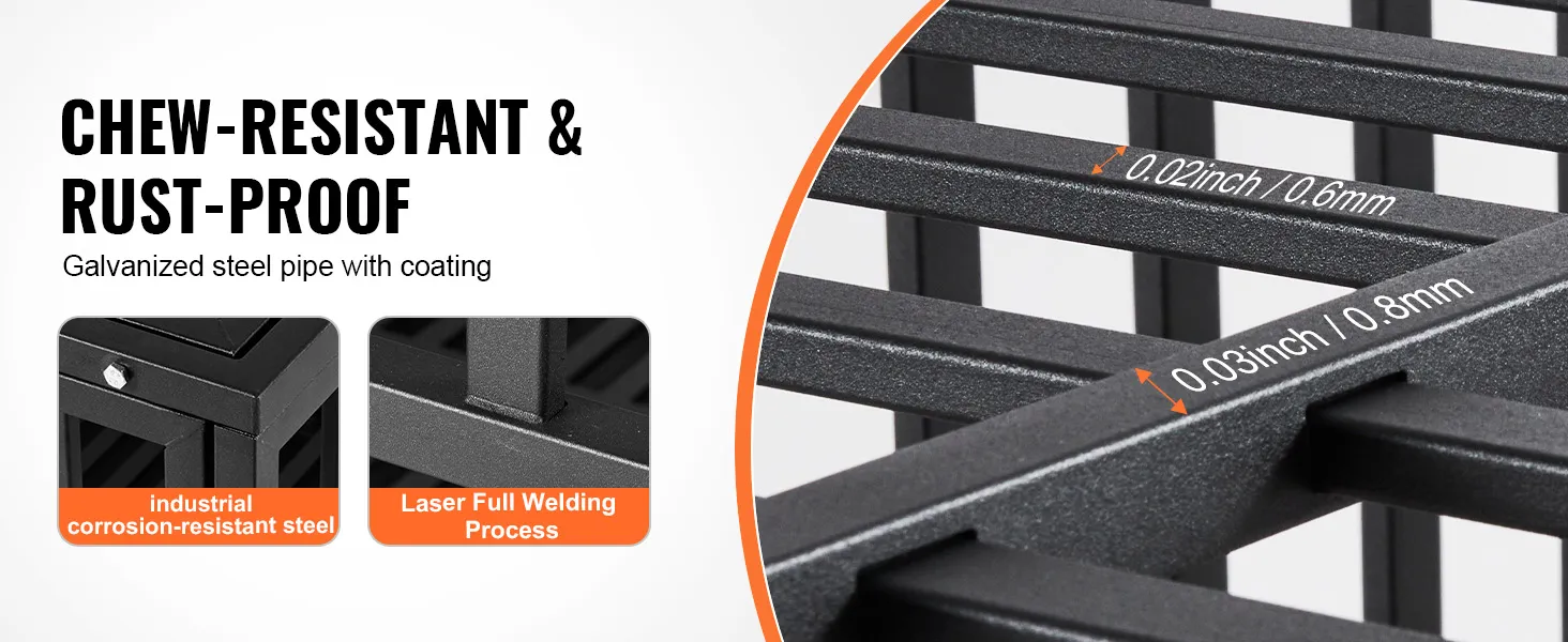 chew-resistant and rust-proof VEVOR heavy duty dog crate with galvanized steel and laser welding.