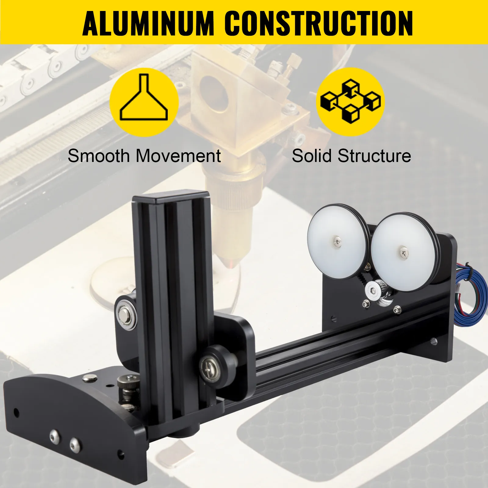 VEVOR rotary axis attachment with aluminum construction for smooth movement and solid structure.