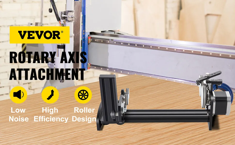 VEVOR rotary axis attachment with low noise, high efficiency, and roller design.