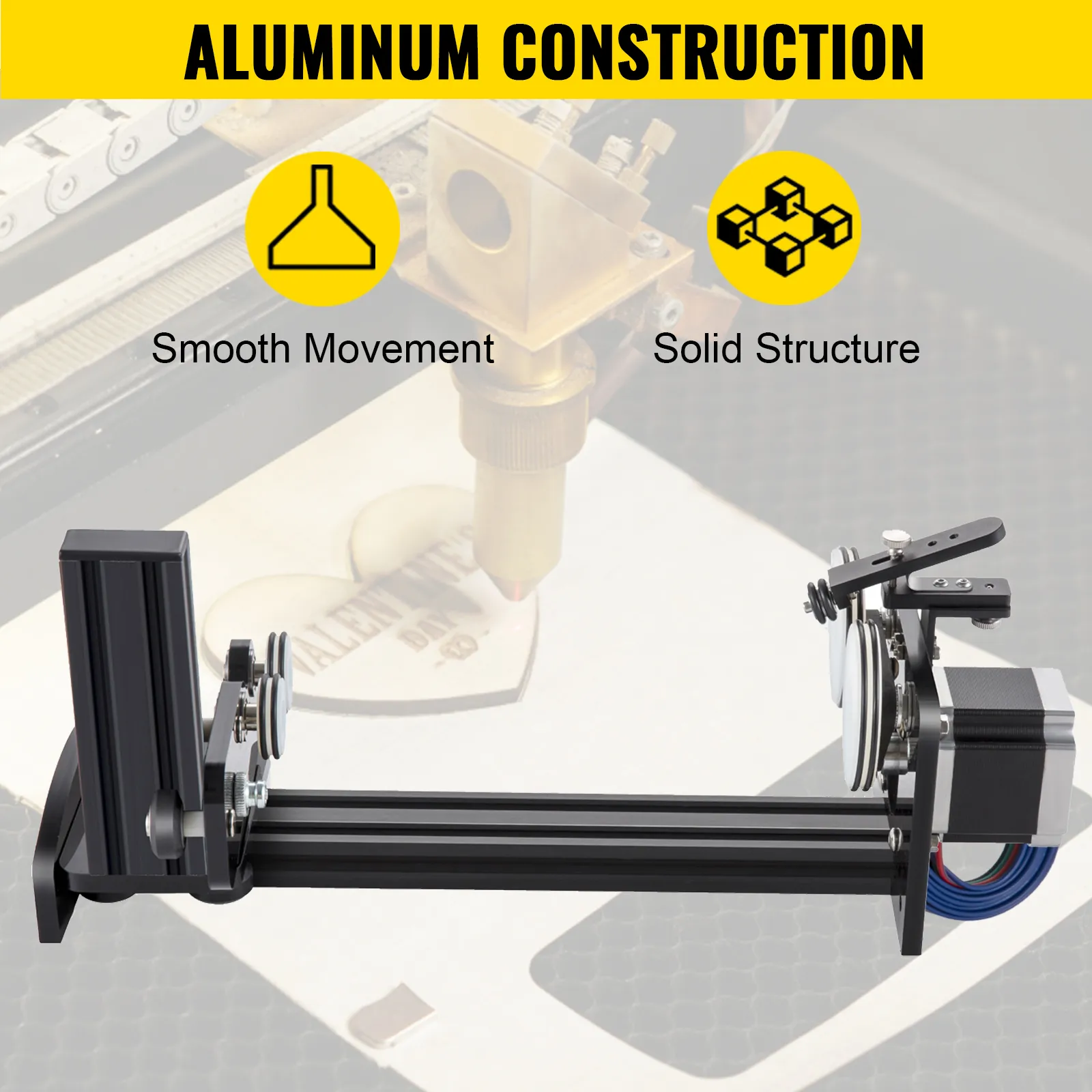 VEVOR rotary axis attachment showcasing durable aluminum build and smooth movement.