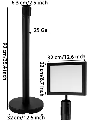 VEVOR paalafzettingen met de volgende afmetingen: 90 cm hoog, 32 cm voet, 22 cm bord.