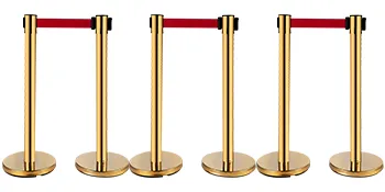 VEVOR-paalafzettingen met gouden palen en rode uittrekbare banden.