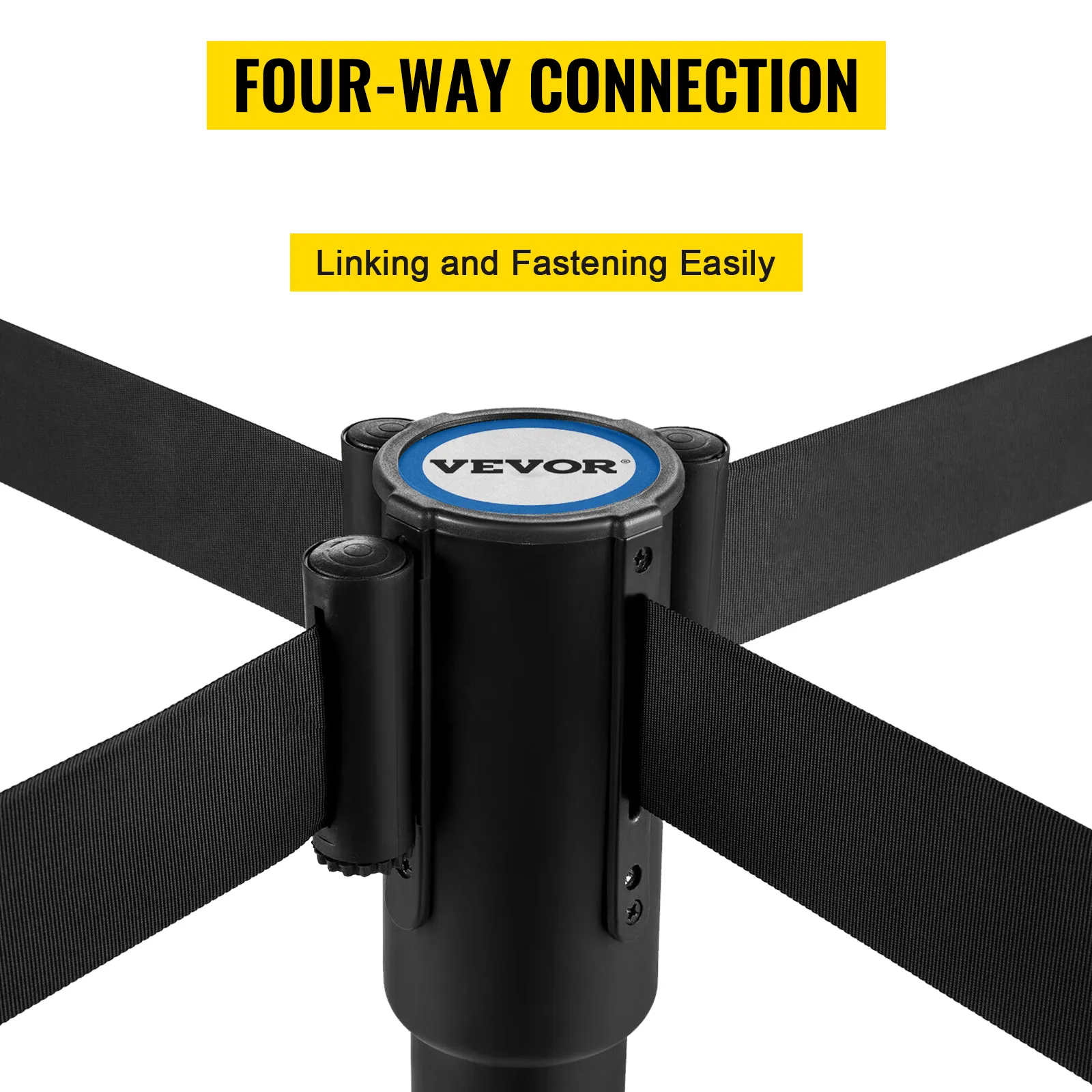 VEVOR crowd control stanchion with four-way connection for easy linking and fastening