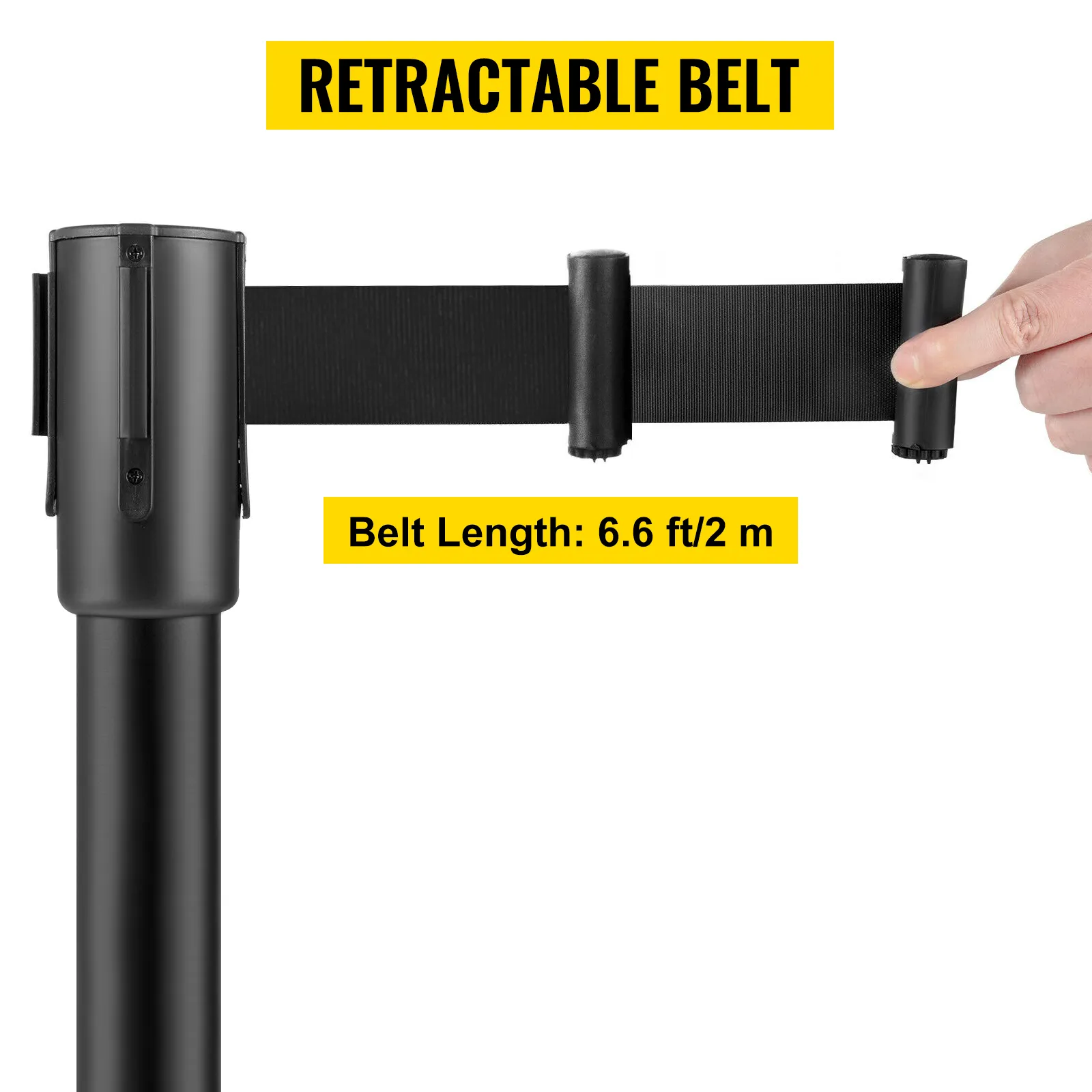 VEVOR crowd control stanchion set with retractable 6.6 ft belt.