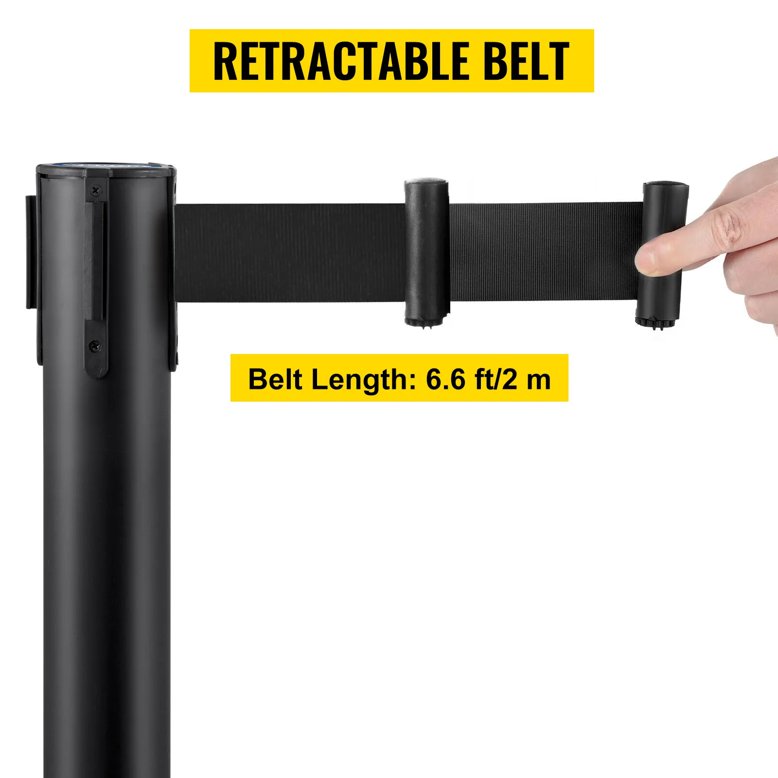 VEVOR crowd control stanchion with retractable belt, 6.6 ft/2 m length.
