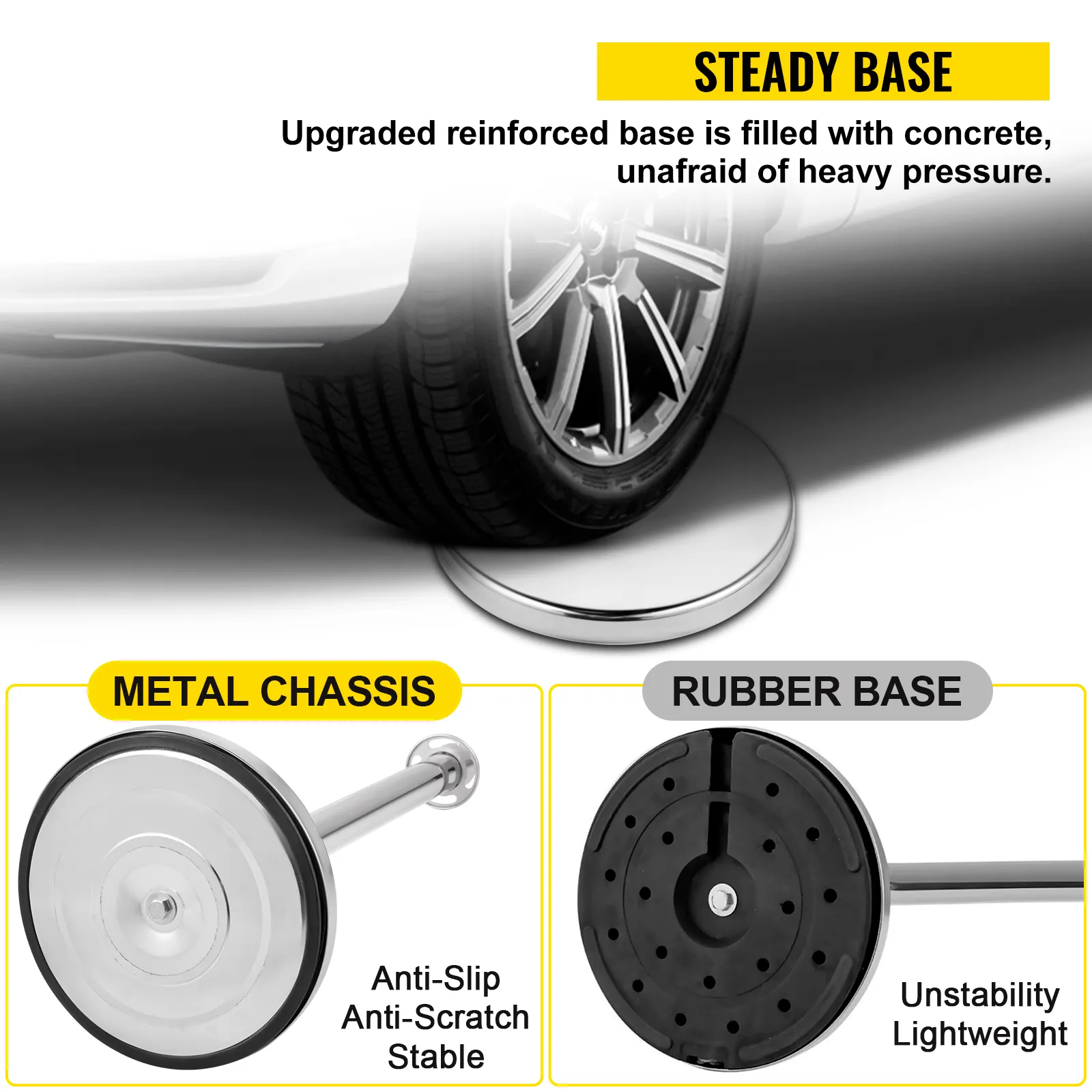 VEVOR crowd control stanchion with metal chassis, anti-scratch, and stable design.