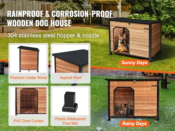 VEVOR outdoor dog house: rainproof and corrosion-proof with premium cedar wood and asphalt roof.
