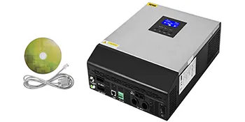 Inversor solar híbrido VEVOR con pantalla lcd, cd y cables.