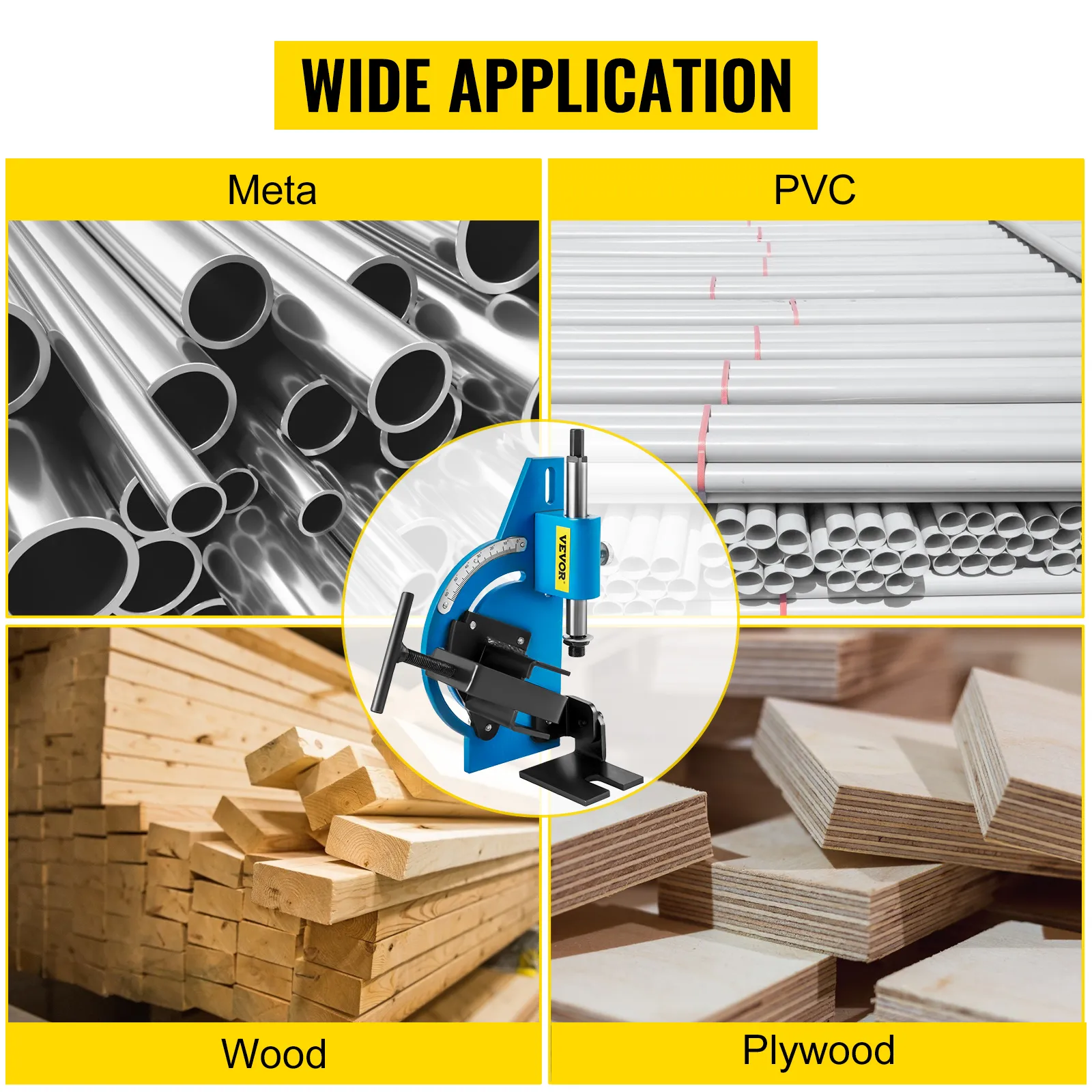 VEVOR buisuitsnijder voor metaal-, pvc-, hout- en multiplextoepassingen. Brede toepassing.