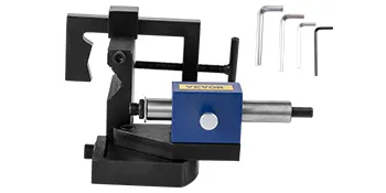 VEVOR pipe notcher with blue base and various l-shaped allen wrenches.