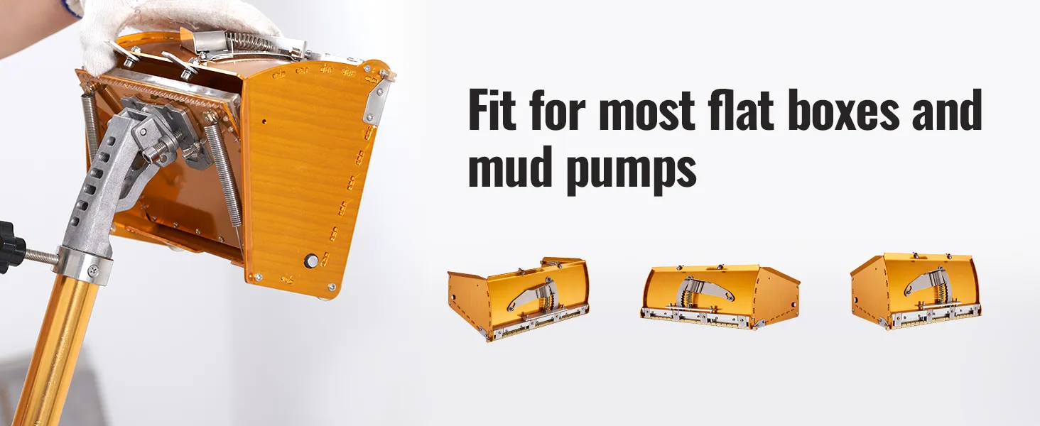 VEVOR drywall flat box handle fitting flat boxes and mud pumps, orange tool with metallic accents